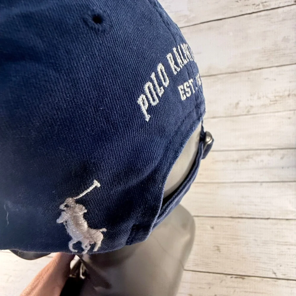 Polo Ralph Lauren USA American Flag Navy Blue Baseball Cap Dad Hat Adjustable